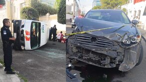 Accidente en Puebla: Ruta S3 choca y vuelca por exceso de velocidad. Tres lesionados, incluyendo adulta mayor. Denuncian mala conducción y falta de seguro.