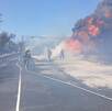 Incendio y explosión de pipa cargada de combustible provoca cierre en carretera Victoria-Monterrey Incendio y explosión de pipa cargada de combustible provoca cierre en carretera Victoria-Monterrey