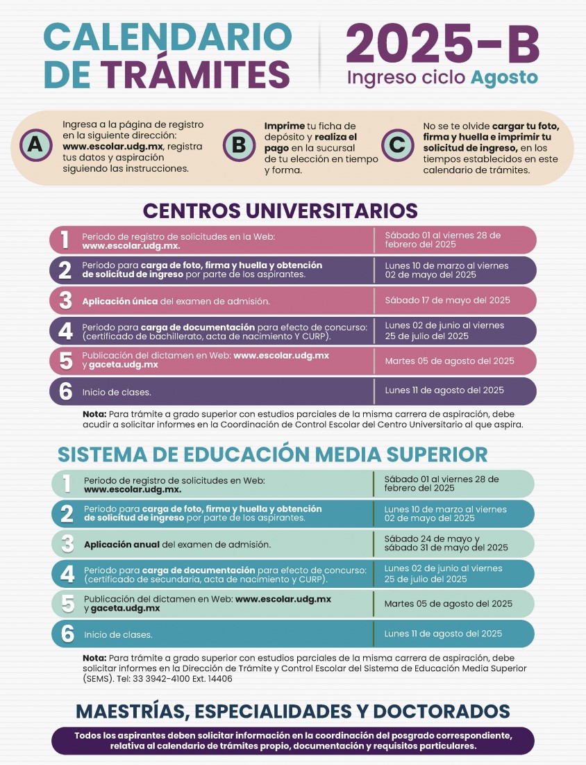 Calendario-UDG-2025 -B: fechas-y-requisitos Calendario-UDG-2025 -B: fechas-y-requisitos