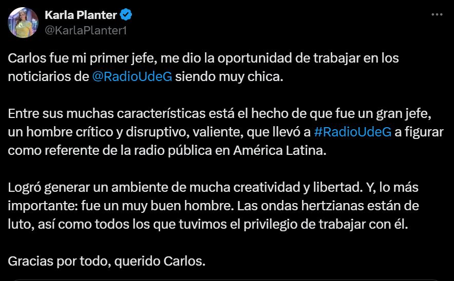 El periodista Carlos Ramírez Powell falleció tras un accidente; Villanueva y Planter lamentaron su partida y destacaron su legado en la radio universitaria.