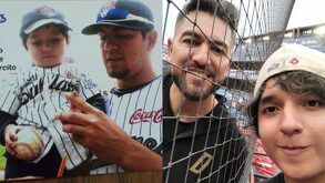 El aficionado menor de edad recreó una fotografía junto a Agustín Murillo 16 años después de la primera que tuvo con el beisbolista.