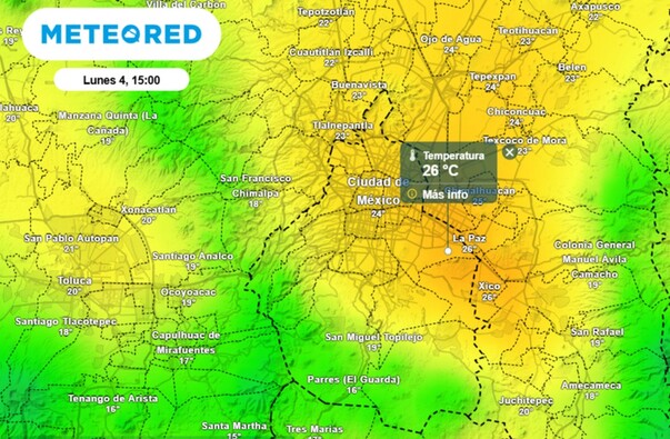 Probabilidad de lluvia en CdMx para el lunes 4  de agosto del 2025.