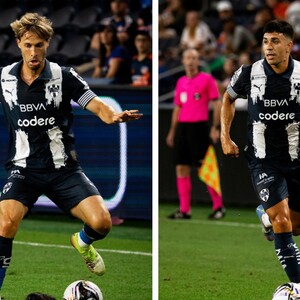 Sergio Canales y Jorge Rodríguez en el partido de Rayados vs New York RB.