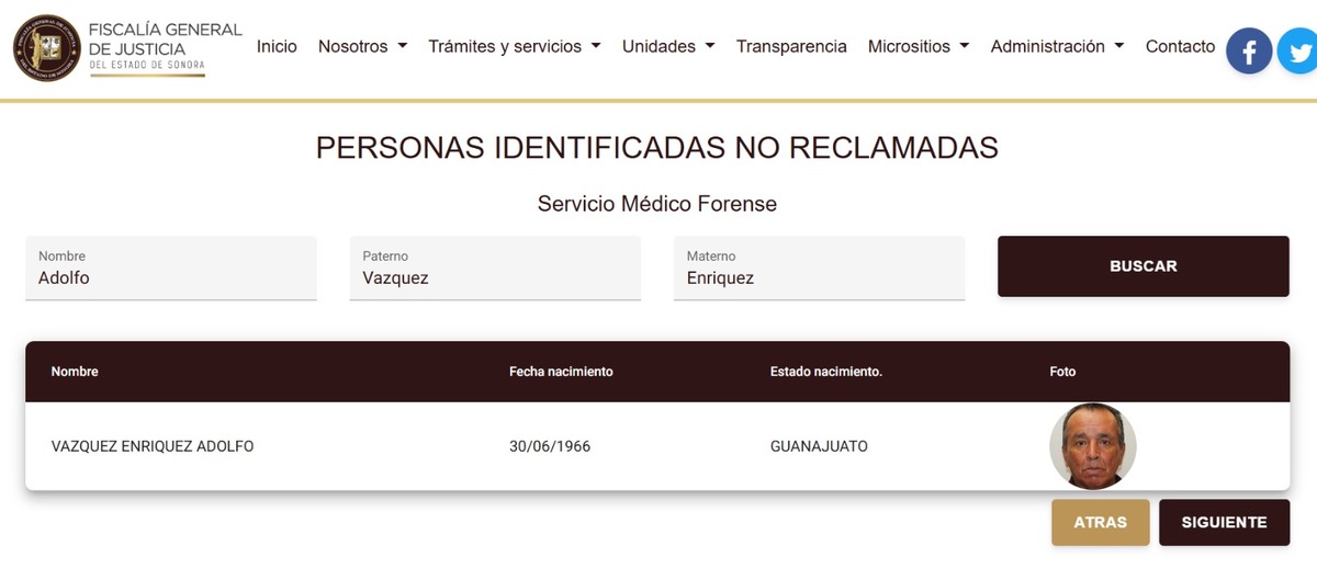 La Fiscalía General de Justicia del estado de Sonora logró identificar a Adolfo 'N', un hombre originario de Guanajuato, localizado sin vida en su territorio.