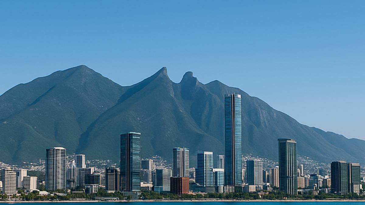 Playa en Monterrey con el cerro de la Silla de fondo