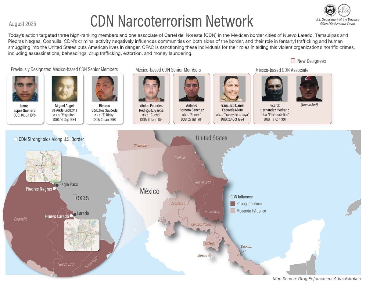 Zetas sancionados en los Estados Unidos