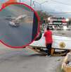 Un aparatoso accidente que terminó en la volcadura de un taxi en Santa Catarina, Nuevo León fue captado por cámaras de seguridad.