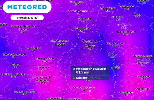 pronóstico del tiempo cdmx para el viernes 8 de agosto del 2025.