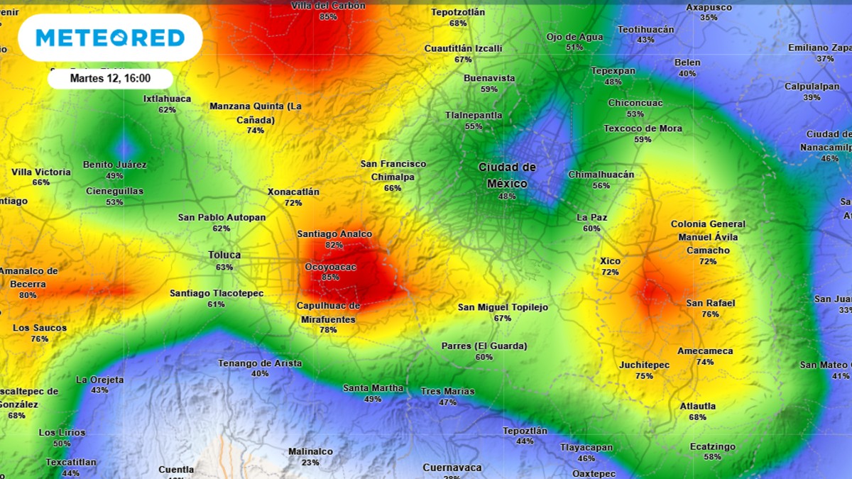 Probabilidad de lluvia CdMx 12 de agosto