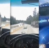 imágenes de un camión con disparos viajando en una autopista