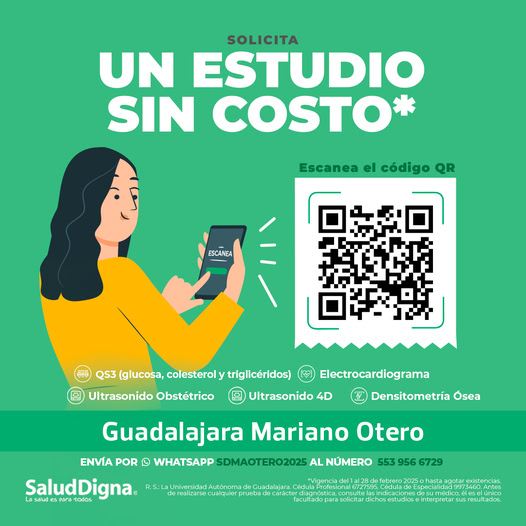 Salud Digna Guadalajara regala estudio médico gratis en su sucursal de Mariano Otero. Descubre aquí cómo puedes obtener tu examen sin costo.