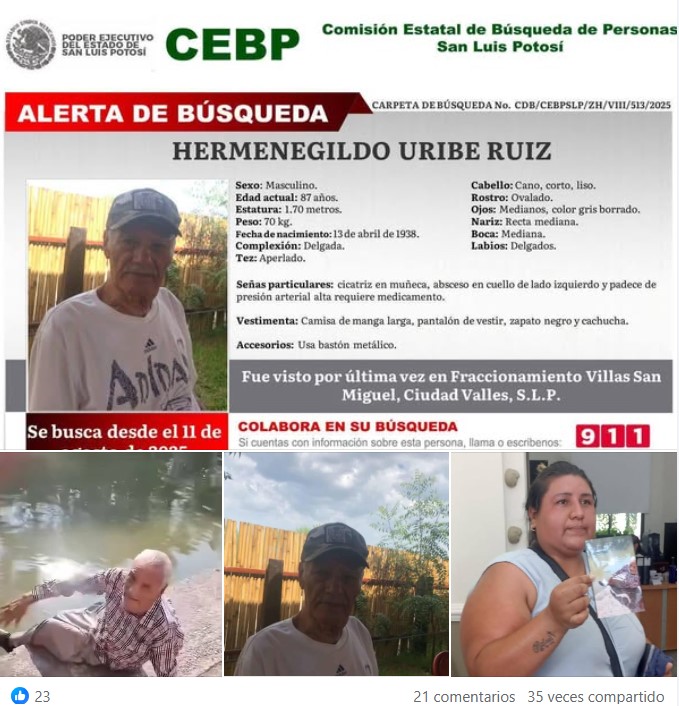 Publicación del DIF en busca de Hermenegildo Uribe Ruiz. / Especial Publicación del DIF en busca de Hermenegildo Uribe Ruiz. / Especial