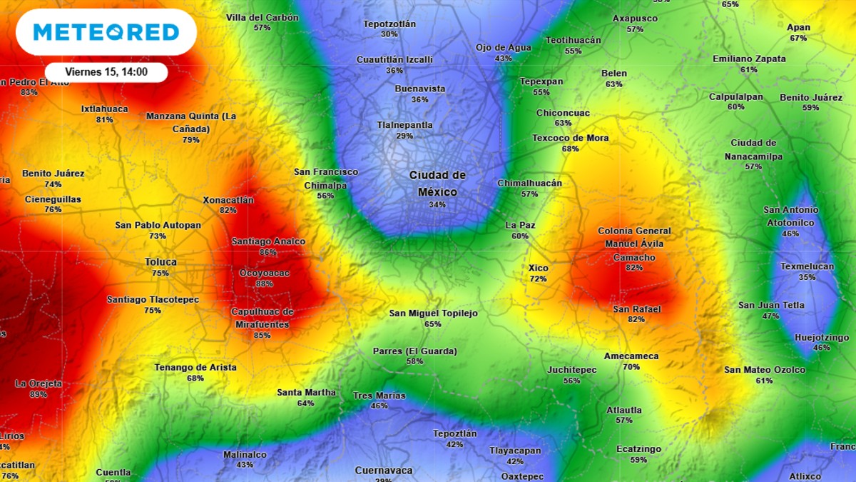 Probabilidad de lluvia en CdMx hoy 15 de agosto
