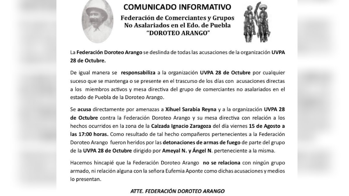 comunicado de la federación doroteo arango