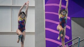 Mía y Lía Cueva consiguieron la medalla de oro en la final de trampolín sincronizado.