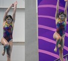 Mía y Lía Cueva consiguieron la medalla de oro en la final de trampolín sincronizado.