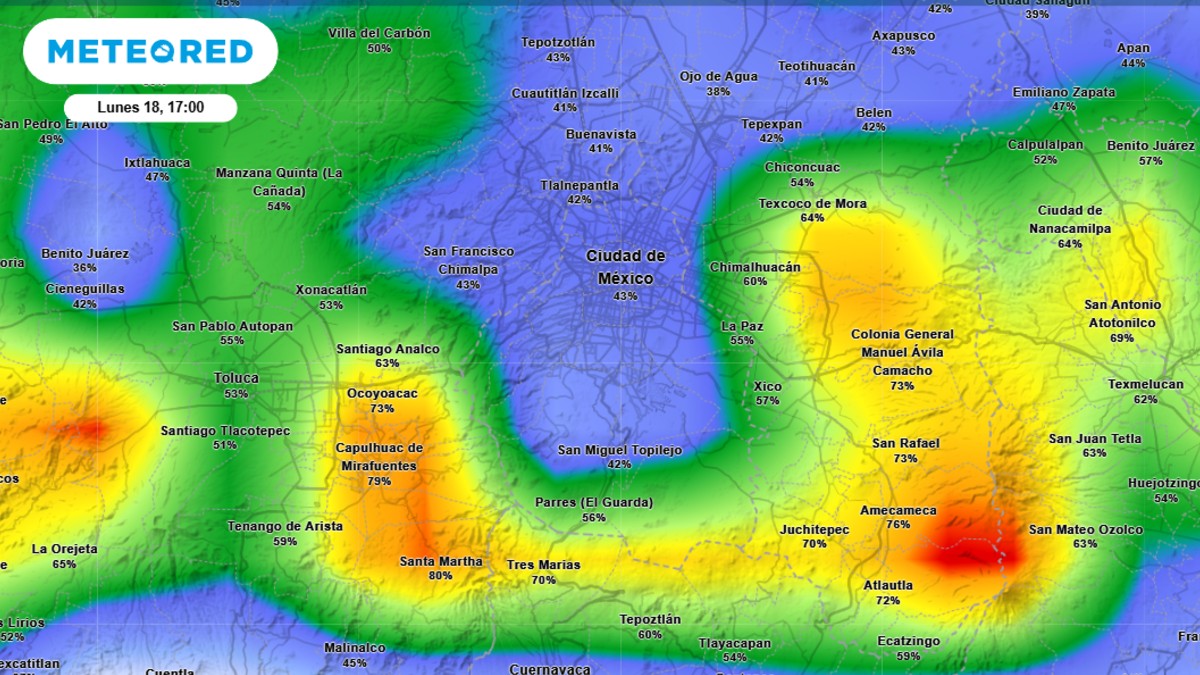 Probabilidad de lluvia en CdMx 18 de agosto