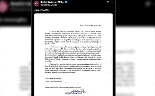 Carta de Beatriz Gutiérrez Müller