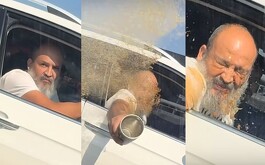 El hombre resultó empapado de café