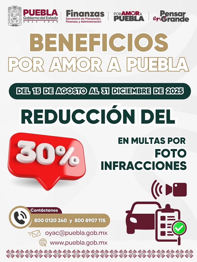 El descuento más grande es del 50 por ciento y aplica para quienes no aprobaron la verificación vehicular o por realizar verificación extemporánea en Puebla.