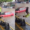 Jóvenes en el Mercado de Abastos convierten calles inundadas por lluvias en improvisada piscina, desatando diversión y asombro entre los jaliscienses.