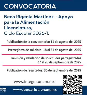 La beca Ifigenia Martínez se suma a las más de 200 modalidades de becas que la UNAM ofrece