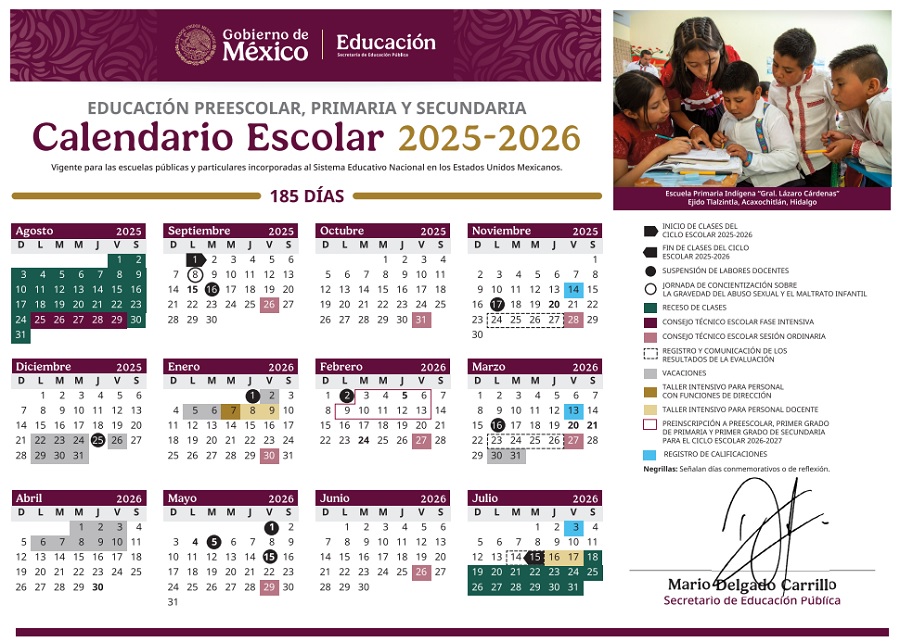El calendario escolar 2025-2026 de SEP incluye al menos 10 días de asueto que tendrán lugar entre los meses de septiembre, diciembre 2025, y marzo y mayo 2026.