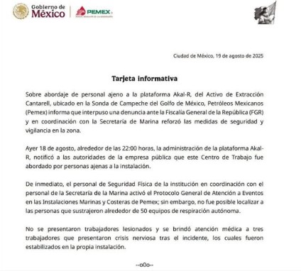 Tras el asalto en Pemex, no hubo trabajadores lesionados físicamente, aunque tres empleados sufrieron crisis nerviosa.
