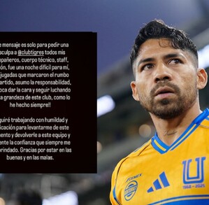 Javier Aquino se disculpa con Tigres y su afición por los errores ante Inter Miami.