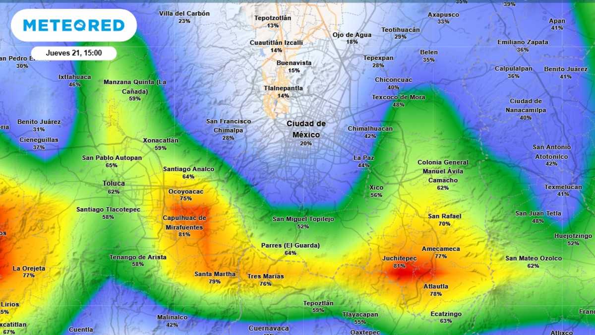 Probabilidad de lluvia en CdMx 21 de agosto