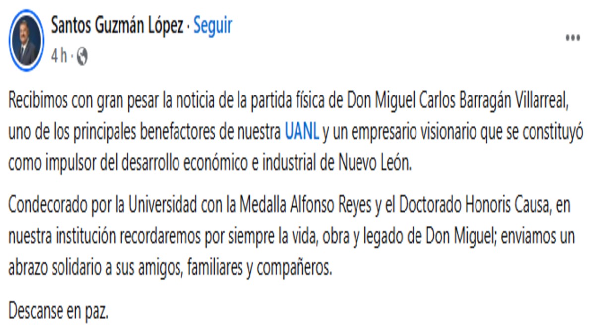 El rector de la UANL se despide de Miguel Barragán El rector de la UANL se despide de Miguel Barragán