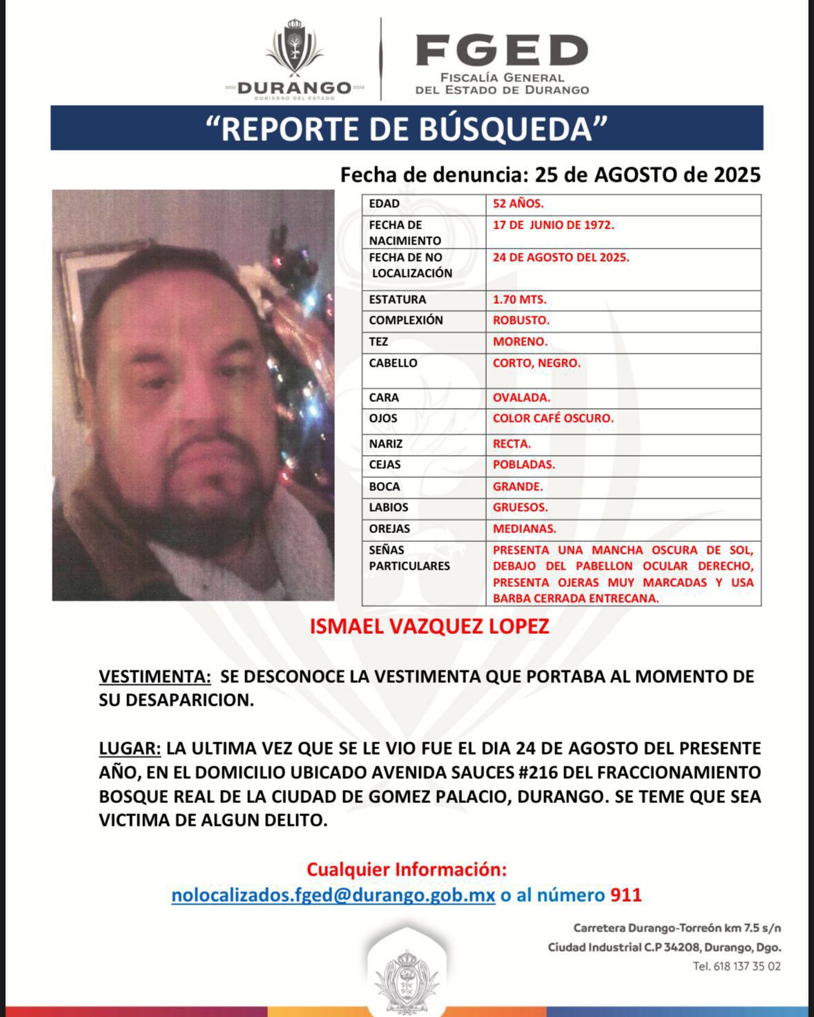 La familia de Ismael Vázquez López, de 30 años, vive momentos de incertidumbre y angustia tras su desaparición desde el pasado domingo al mediodía.