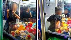 Niño atrapado máquina de peluches en Santa Catarina, Nuevo León
