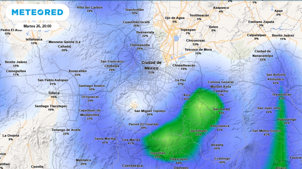 Probabilidad de lluvia en CdMx hoy 26 de agosto Probabilidad de lluvia en CdMx hoy 26 de agosto
