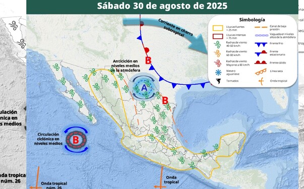 Clima México sábado 30 de agosto Clima México sábado 30 de agosto