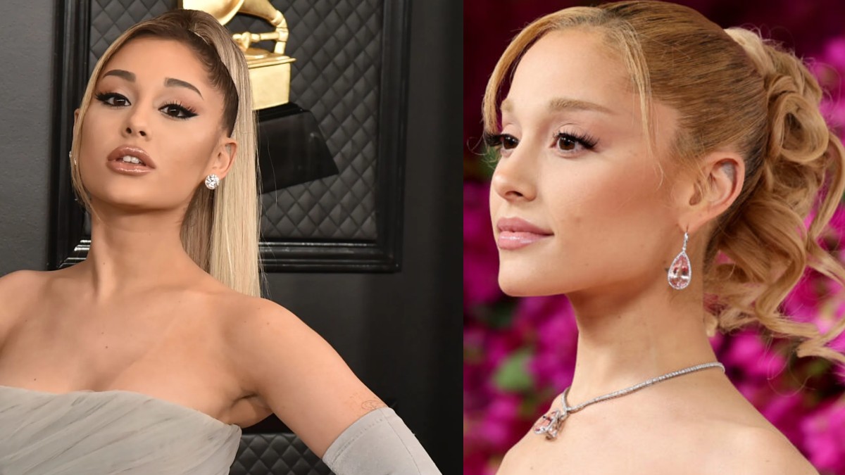 Ariana Grande sin y con bleached brows Ariana Grande sin y con bleached brows