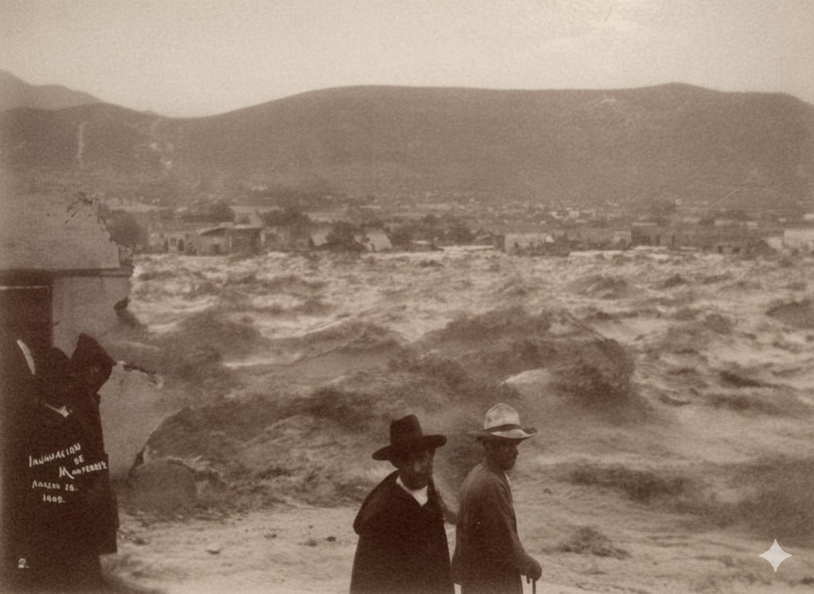 Foto clásica de la Gran Inundación de 1909 en Monterrey. / Especial
