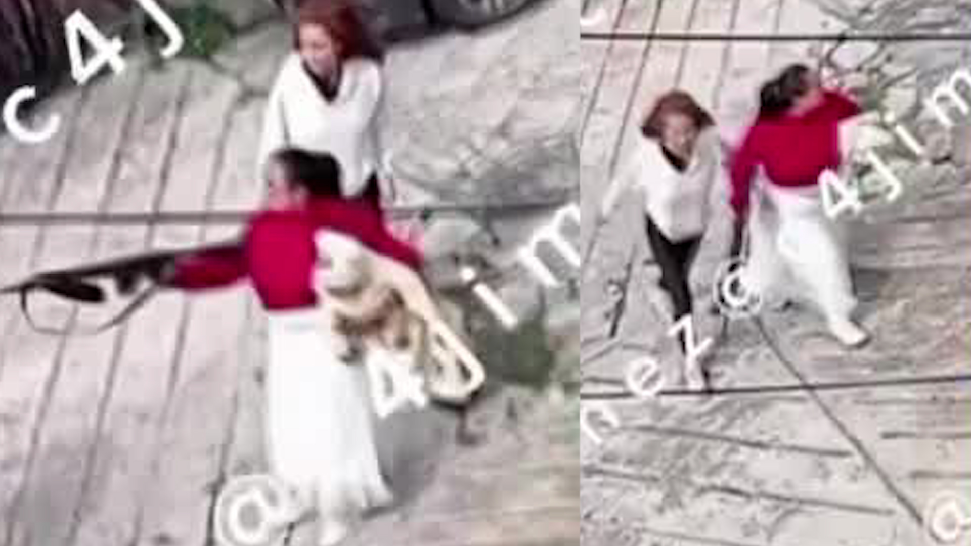 Una de las vecinas grabó el momento en que la mujer cargaba un bebé con un brazo mientras realizaba amenazas a mano armada con el otro.