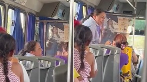 Una pasajera, apodada ‘Lady Abanico’, desata un violento pleito en un camión de Bahía de Banderas, generando indignación y viralidad en redes.