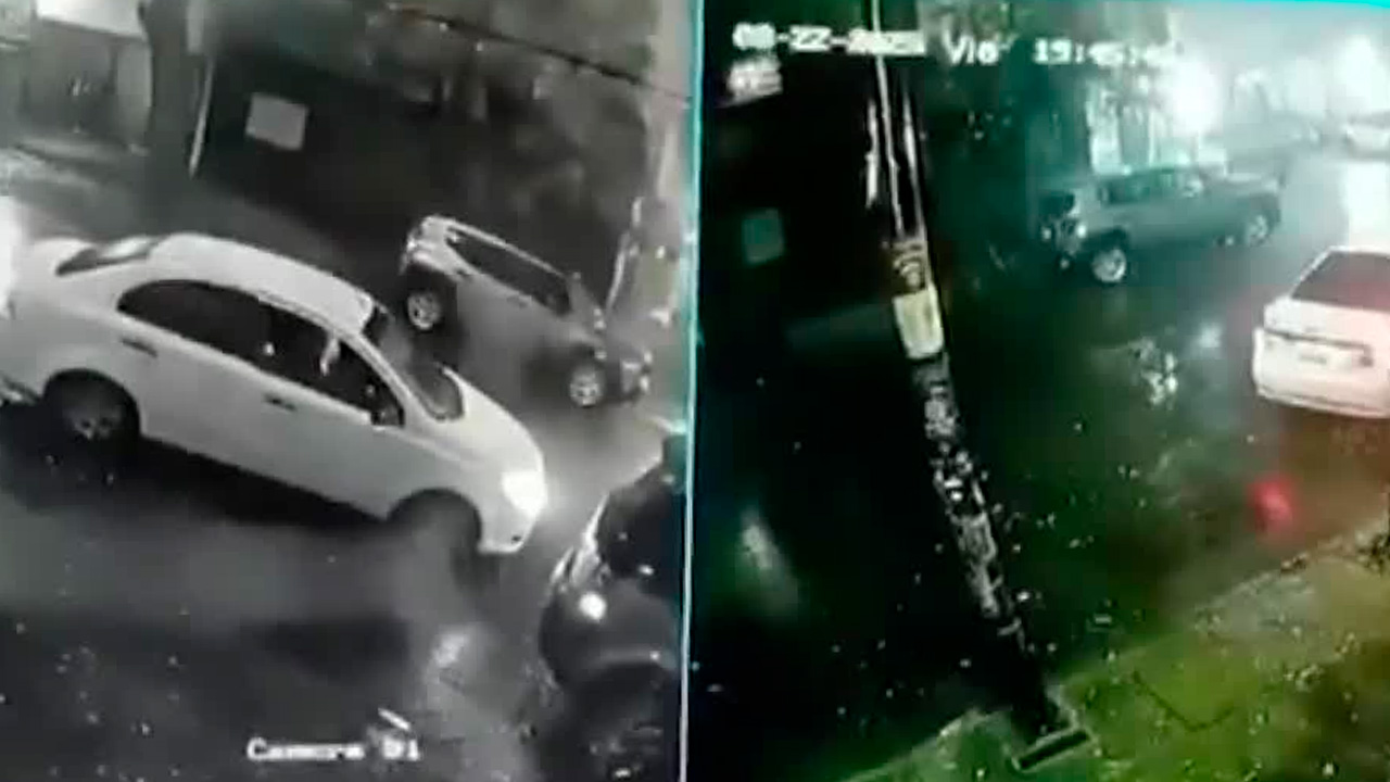 Cámaras de videovigilancia captaron el robo de autopartes a un vehículo estacionado en la colonia Hipódromo Condesa, CdMx.