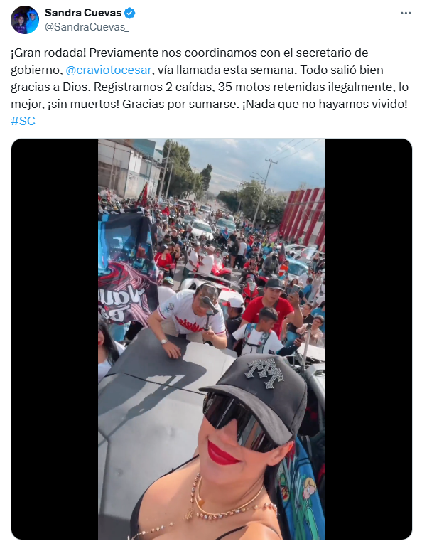 Sandra Cuevas celebra rodada en CdMx Sandra Cuevas celebra rodada en CdMx