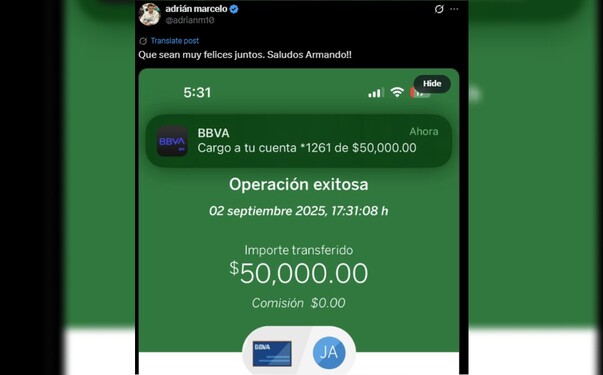 Adrián Marcelo dona 50 mil pesos Adrián Marcelo dona 50 mil pesos