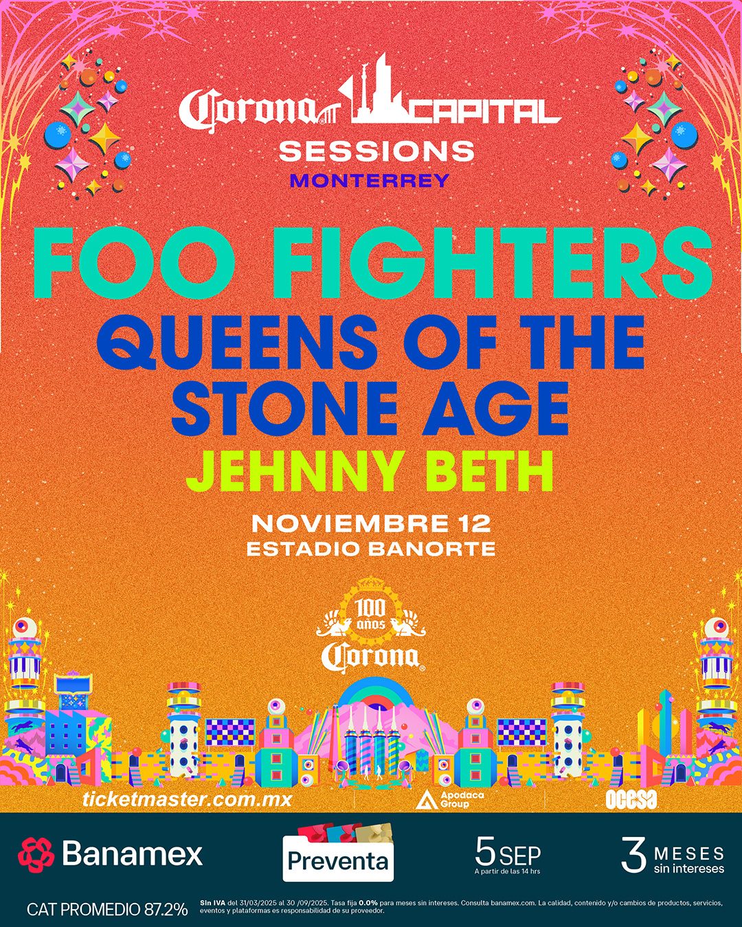 Primer cartel del Corona Capital Sessions en Monterrey. / Especial