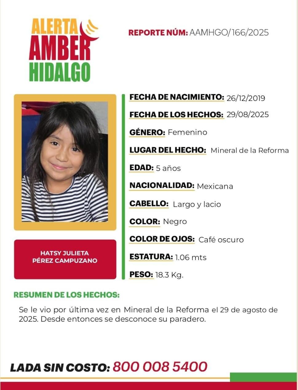 Hatsy Julieta fue sustraída por su papá en Hidalgo Hatsy Julieta fue sustraída por su papá en Hidalgo
