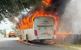 Incendio en camión de transporte estacionado en Tlajomulco