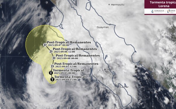 Trayectoria de la tormenta tropical Lorena