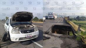 Un socavón en el bulevar Aeropuerto de Puebla dañó dos autos este jueves. Testigos alertan que ya había sido reparado. Protección Civil acordonó el área.