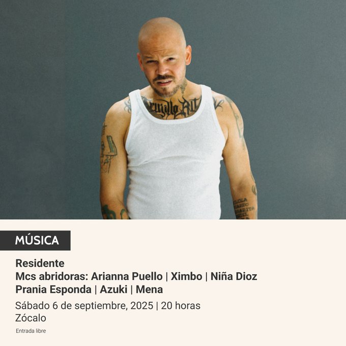 Azuki, Arianna Puello y más: quiénes estarán como invitadas en el concierto GRATIS de Residente en el Zócalo. Azuki, Arianna Puello y más: quiénes estarán como invitadas en el concierto GRATIS de Residente en el Zócalo.