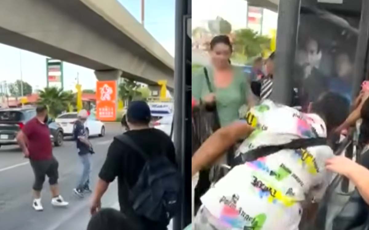 La pelea entre un chofer de ruta urbana y un pasajero en Monterrey fue captada en video luego de que el transporte público tuviera una falla mecánica.