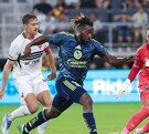 Allan Saint-Maximin en el partido contra DC United portando la camiseta del América.